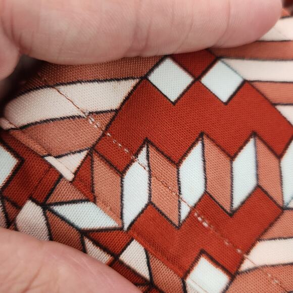 70s Dagger Collar Patterned Print Button Up Shirt Medium - Picture 7 of 11